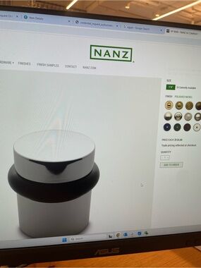 Nanz Polished Nickel Door Stop with Black Bumper